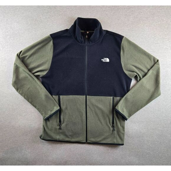The North Face Full Zip‎ Jacket Mens L 100 Fleece Coat Green TKA Glacier Pockets - Picture 1 of 11